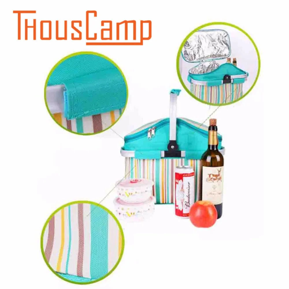 Camping Outdoor Hiking 20L Folding Thermal BBQ Picnic Basket Large Food Storage Keep Warm Lunch