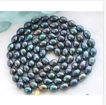 

New beautiful 11-12mm tahitian black green baroque pearl necklace 36inch&earring