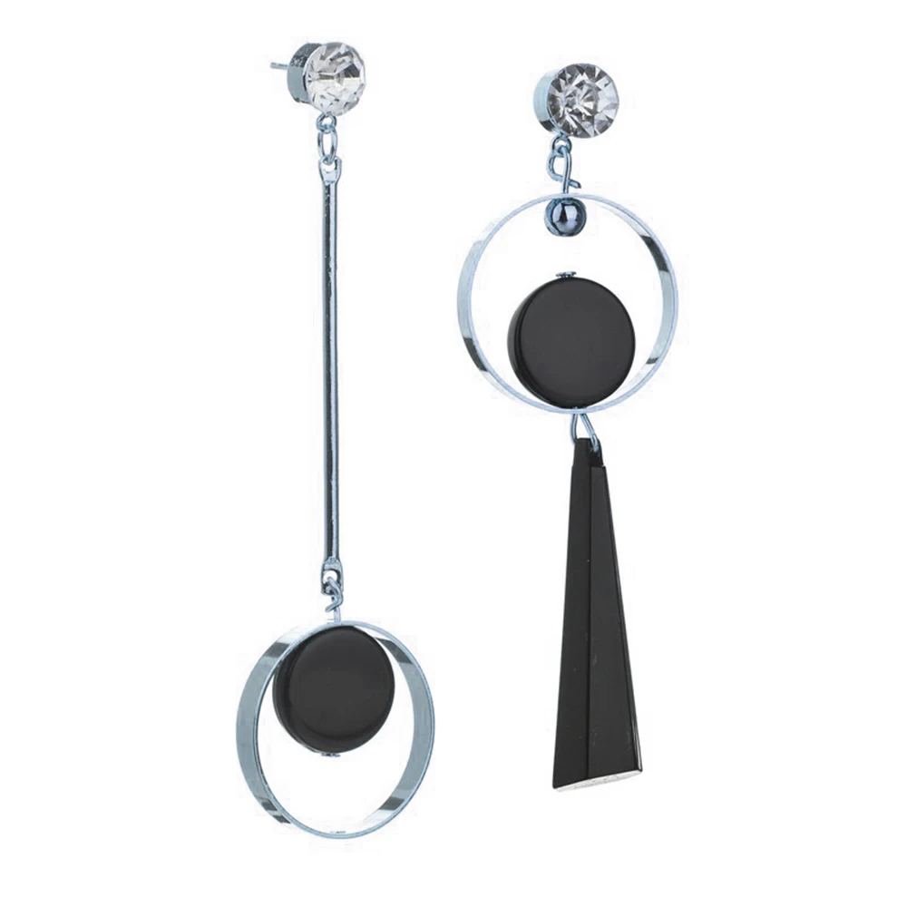 

1 Pair Special Women Asymmetry Rhinestone Long Earrings Black Acrylic Pendant Drop Dangle Earrings Jewelry Nice Gift