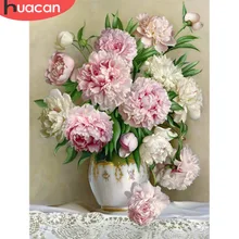 HUACAN DIY 5D алмазная живопись пион икона Современное украшение дома полная квадратная Алмазная Вышивка Цветы Свадебные подарки F1308