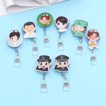 

1Pcs Cute Retractable Badge Holder Reel Student Nurse Exhibition ID Enfermera Name Card Badge Holder Office Stationery Supply
