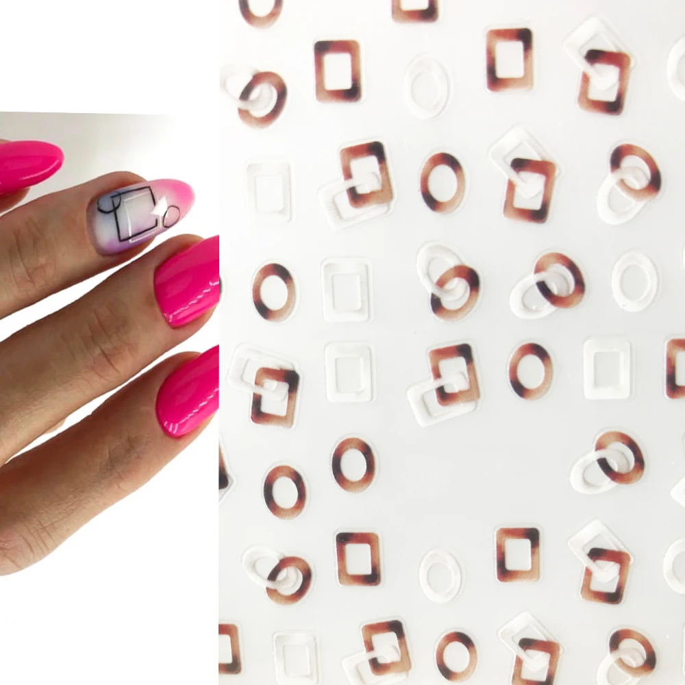 

New arrived 3D Nail Stickers Decals 1 sheet geometric Summer Adhesive Stickers Nail Art Tattoo Decoration Z0170