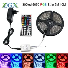 SMD RGB Светодиодные ленты Light 5050 60LED/M Гибкая неоновый Декор лампы Тира лента диода 44 К контроллер DC 12 В адаптер Комплект Новогодние товары