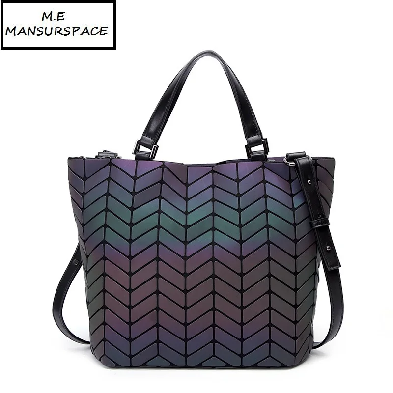 

MANSURSPACE bao Bags luxury Women Designer Women Handbag Geometry Totes Sequins Shoulder Bags Luminous Bag Hologram