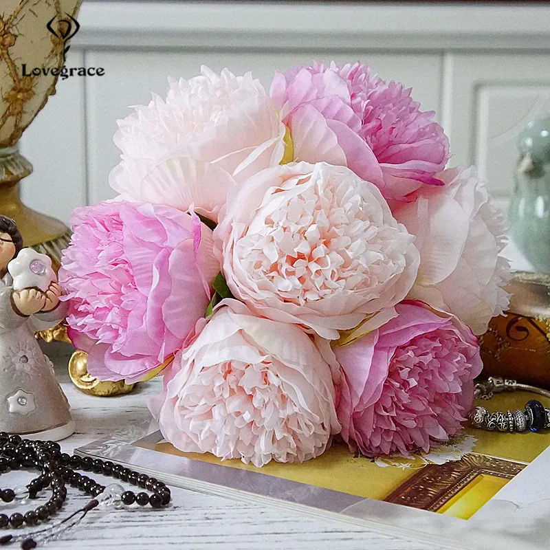 silk peony flowers artificial wedding bouquet fake flowers home floral decor (5)