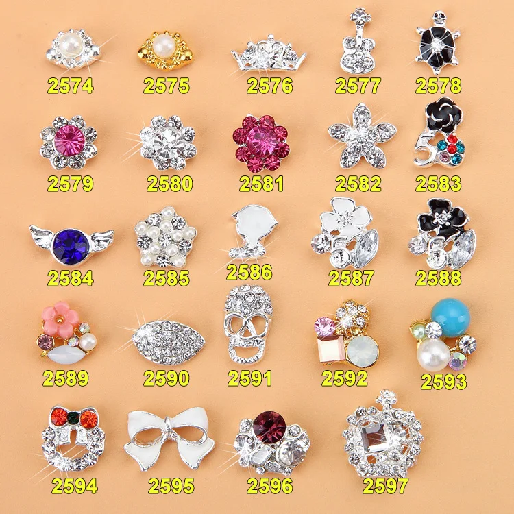 

Beautiful New 10pcs Crystal Colourful Nail Rhinestone Alloy Nail Art Decorations Glitter DIY Pearl Bow Japan Nail Jewelry