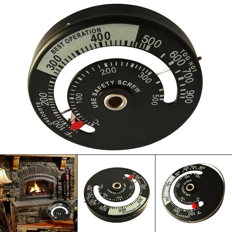 1 Pcs Fireplace Thermometer Wood Log Burning Stove Pipe Fire Flue