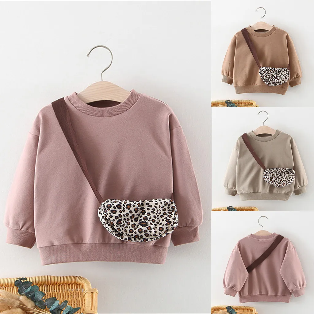 

2pcs Toddler Kids Clothing Baby Girls Cute Long Sleeve Solid Tops Sweatshirt+Bag Outfits Baby Autume Keep Warm Hoodies Clothes
