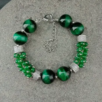 

8" Green Tigers Eye Green Jade Bracelet