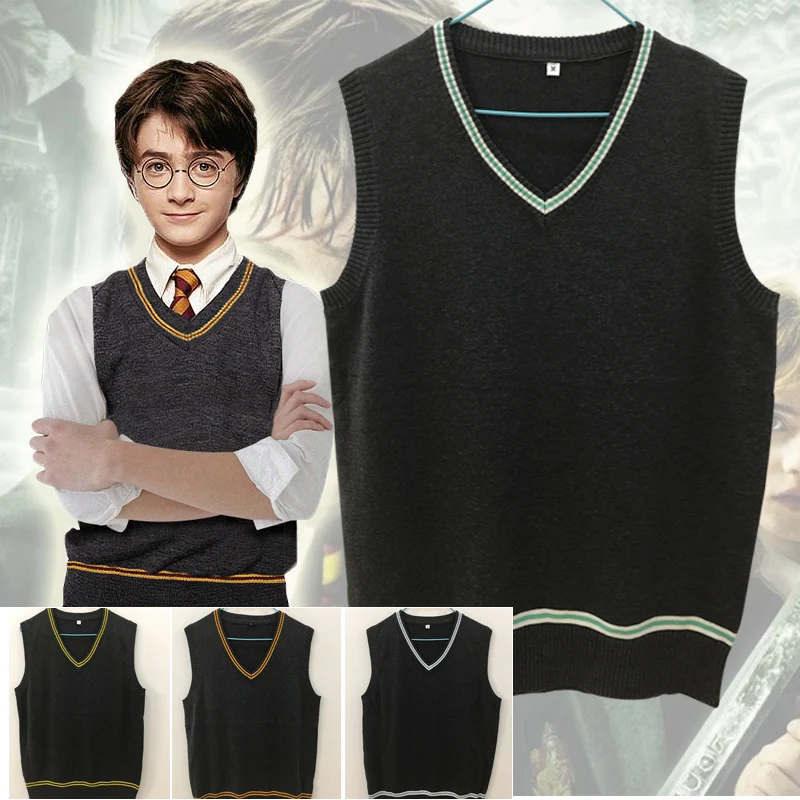 Hufflepuff/Ravenclaw/Slytherin/Gryffindor свитер жилет Косплей Костюм Хэллоуин карнавальные
