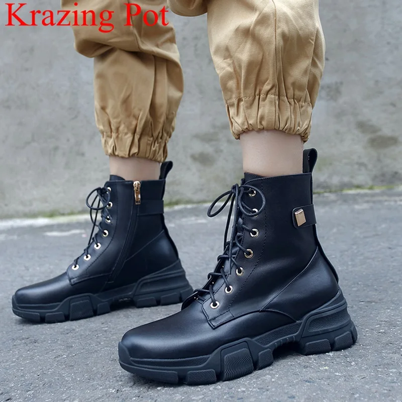 

2018 superstar zipper genuine leather wedge women ankle boots winter shoes thick bottom casual elegant handsome comboy boots L08
