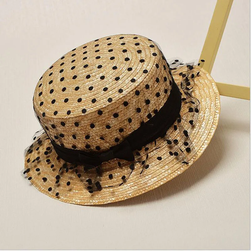 

Summer fashion Flat Hats boater panama hat Women Children tie Tourism yarnshade Girls Child Sailor hat Straw chapeus cappello