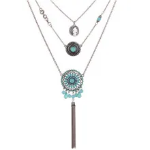 Bohemian Resin Hollow Flower Tassel Chain Necklace Ethnic Vintage Multi Layer Necklaces For Women Gifts