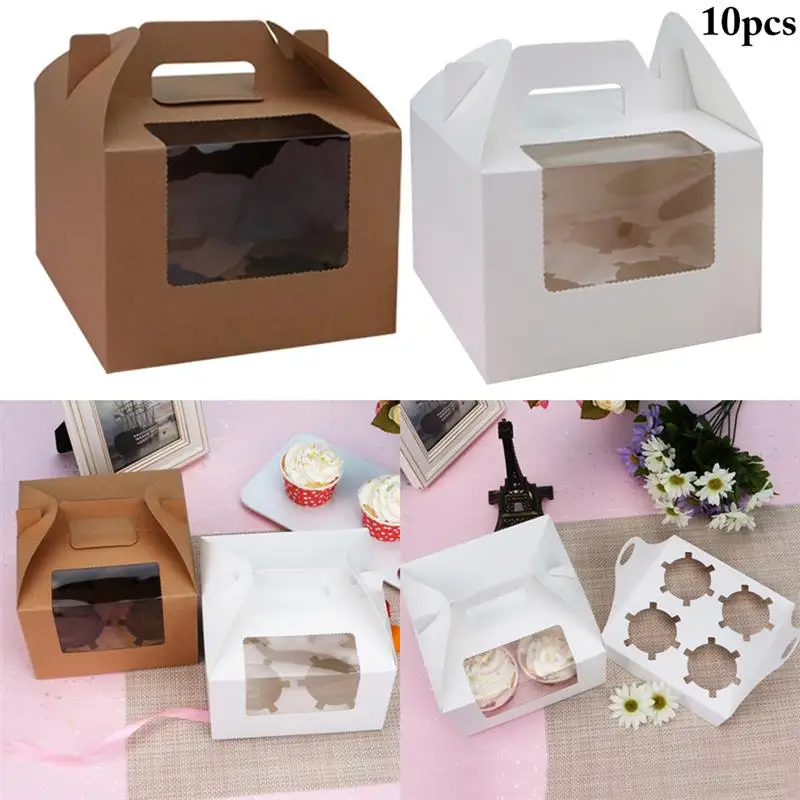 10PCS Large Capacity Solid Color Cupcake Box Creative Multipurpose Paper Cake Box Candy Biscuit Bags Party Gift For Guests Kids