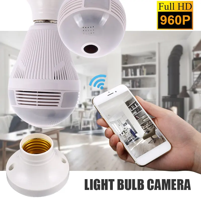 

130W Surveillance Cam Universal Video WIFI IP Camera Remote Monitoring 360 Degrees Bulb Camera