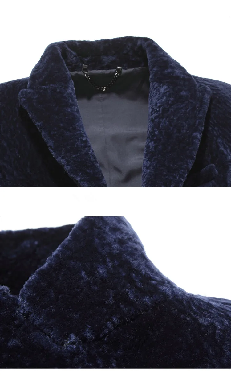 Cheap Luxury male wool long coat man fashion shearling jacket 6