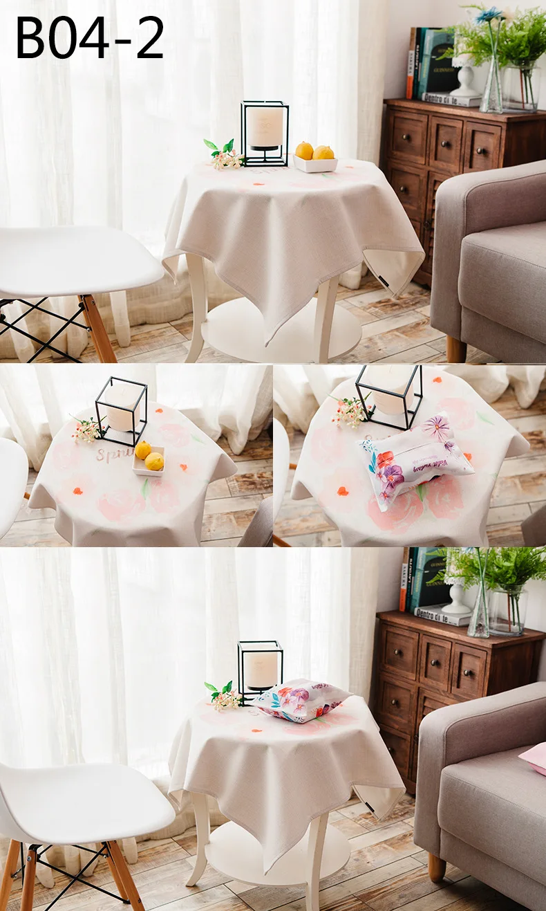 Flower garland tablecloth hand-painted pastoral cloth art for home round square tea table Cover for Wedding Table Decoration