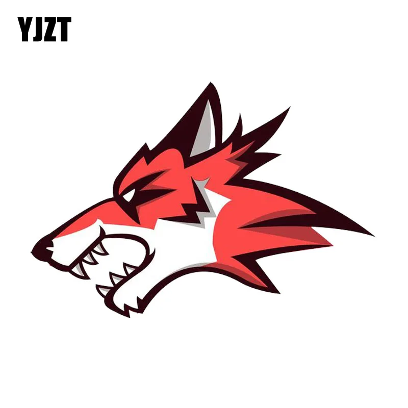 YJZT 14.9CM*10.2CM Funny Fierce Wolf Head Decal PVC Motorcycle Car