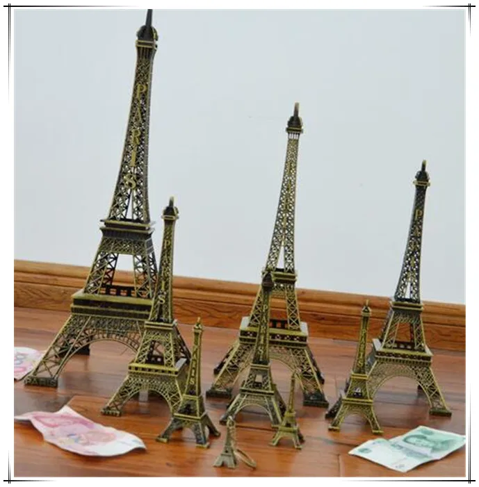 

Hot Selling 8/10/13/15/18/25cm Bronze Paris Eiffel Tower Metal Crafts Figurine Statue Model Home Decors Souvenir Free Shipping