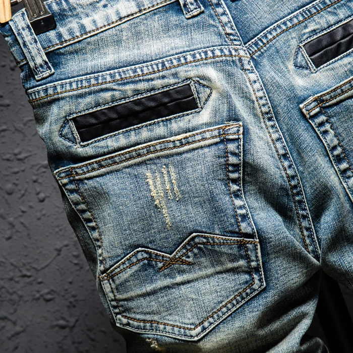 Летние модные брендовые дизайнерские синие Для мужчин Уличная рваные джинсы Бермуды короткие модные хип-хоп Повседневное Отверстия