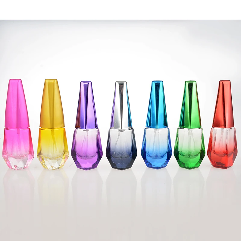 

1 Piece Fashion Portable Coulored Glass Refillable Perfume Bottle With Aluminum Atomizer Empty Cosmetic Container For Travel