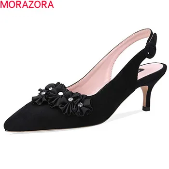 

MORAZORA 2020 black new arrival women pumps buckle slingback summer shoes pointed toe stiletto heels dress party shoes woman