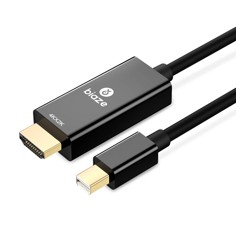 Biaze 4K мини дисплей порт Адаптер DP к HDMI 1,8 м 3 м Дисплей порт конвертер для ноутбука проектор Дисплей порт к HDMI Thunderbolt - Цвет: Black 3M