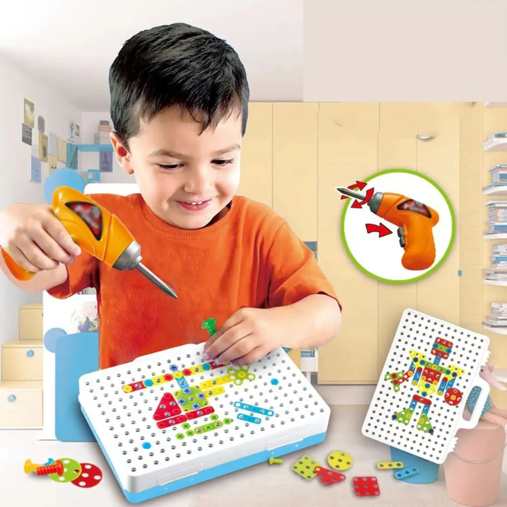 

2018 Children Puzzle Jigsaw Toys Kids Drill Screws Electric Educational Toy Assembled Drill Screws Puzzle Toys For Kids