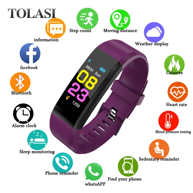 

Smart WristBand Fitness Heart Rate Monitor Blood Pressure Pedometer Health Running Sports Smart Watch Men Women For IOS Android