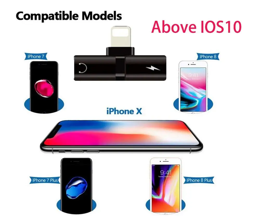Suntaiho for iPhone 7 8 Plus Xs Max XR X Adapter 2 in 1 for lighting and for iPhone Earphone Jack Charger Adapter changer Suntaiho for iPhone 7 8 Plus Xs Max XR X Adapter 2 in 1 for lighting and for iPhone Earphone Jack Charger Adapter changer