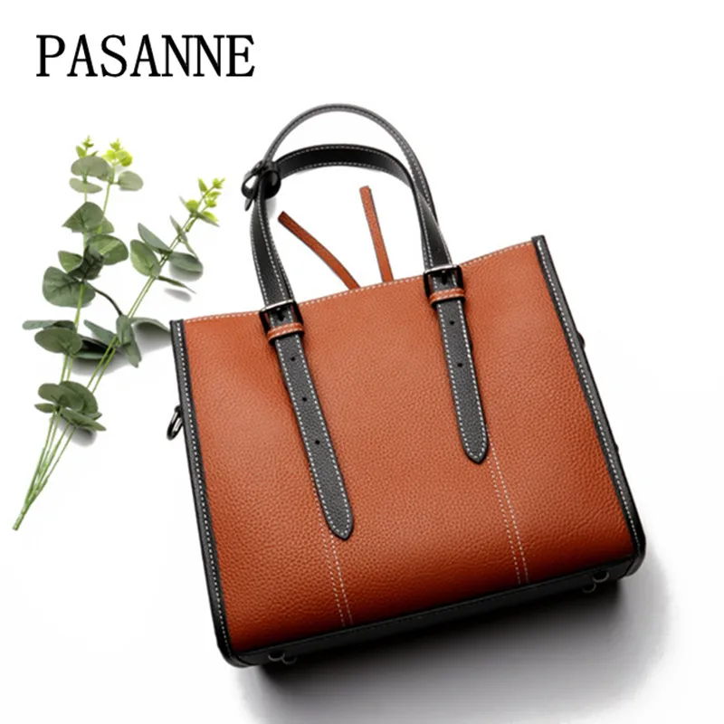 

Women Bag New Leather Bags for Woman 2018 PASANNE Fahison Bag Female Tote Handbags Leather Woman Shopping Handbag Shoulder Bags