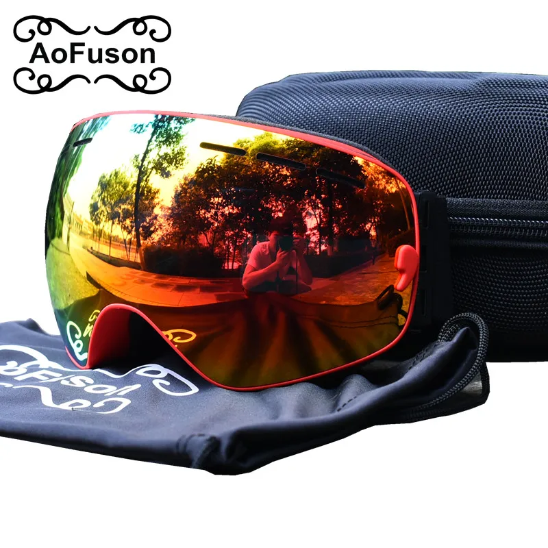 Бренд лыжи очки с коробкой двойные слои Анти-туман большой видение маска очки Мотокросс женские зимние сноуборд Снегоход очки