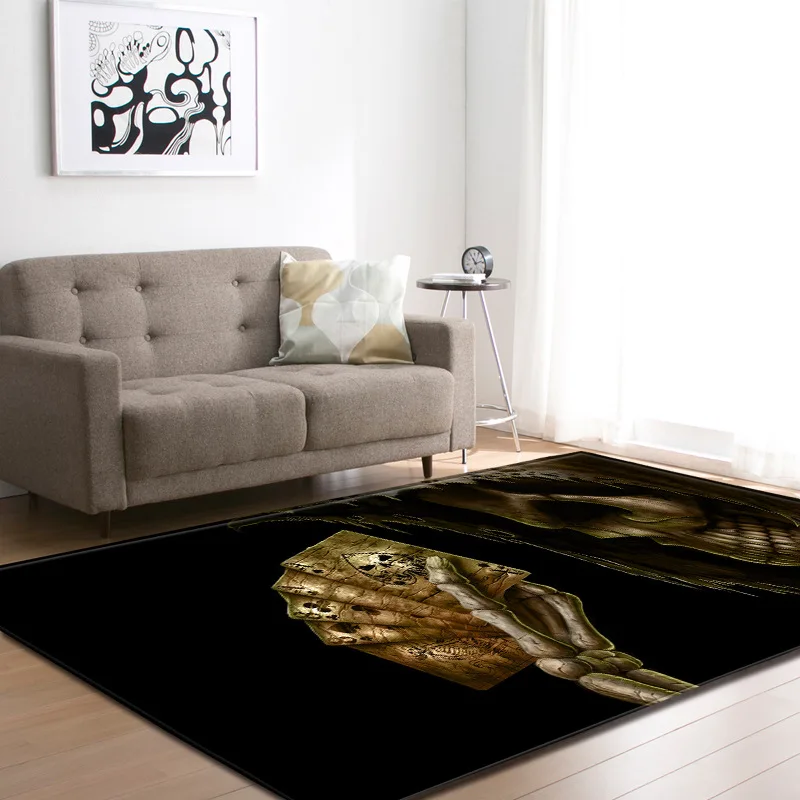 

Nordic Halloween 3D Skull Area Rugs Party Decorative Kid Room Play Pad Baby Crawling Flannel Game Mats Carpet for Living Room