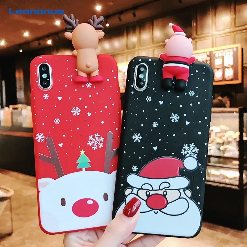 

Cute 3D Cartoon Santa Claus Case For iPhone XS Max XR Cover Merry Christmas Soft TPU Silicon Case For iPhone X 6 6S 7 8 Plus