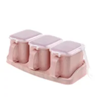Кухонная коробка для приправ, пластиковый набор банок для приправ, бытовая приправа, MSG коробка для хранения, емкость для соли, емкость для приправ, коробка для приправ, баночки - Цвет: PINK3