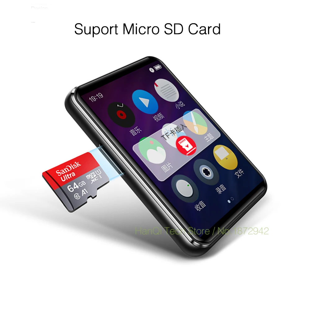 BENJIE X6 Full Touch Screen MP3 Player 4GB 8GB Music Player With FM Radio Video Player E-book Player MP3 With Built-in Speaker