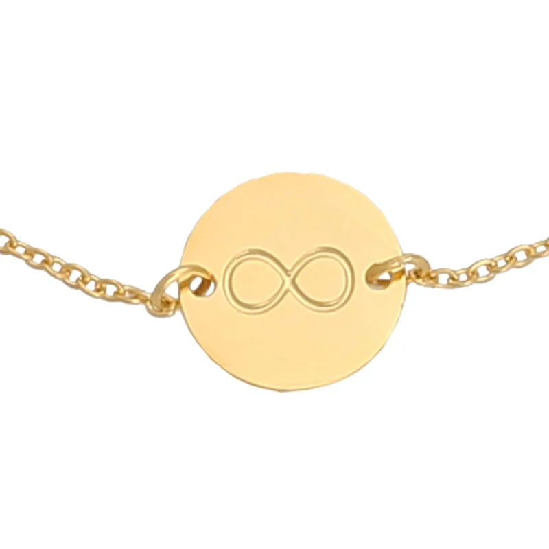 

2018 Creative Design Stainless Steel Bracelet & Bangle Gold/Sliver Plated Round Number 8 Tag Bracelet Jewelry For Women