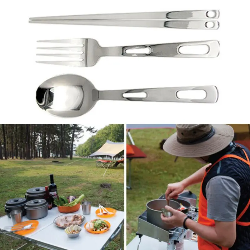 Al aire libre de acero inoxidable de plegado tenedor cuchara cuchillo Picnic Camping vajilla de Día de Acción de Gracias