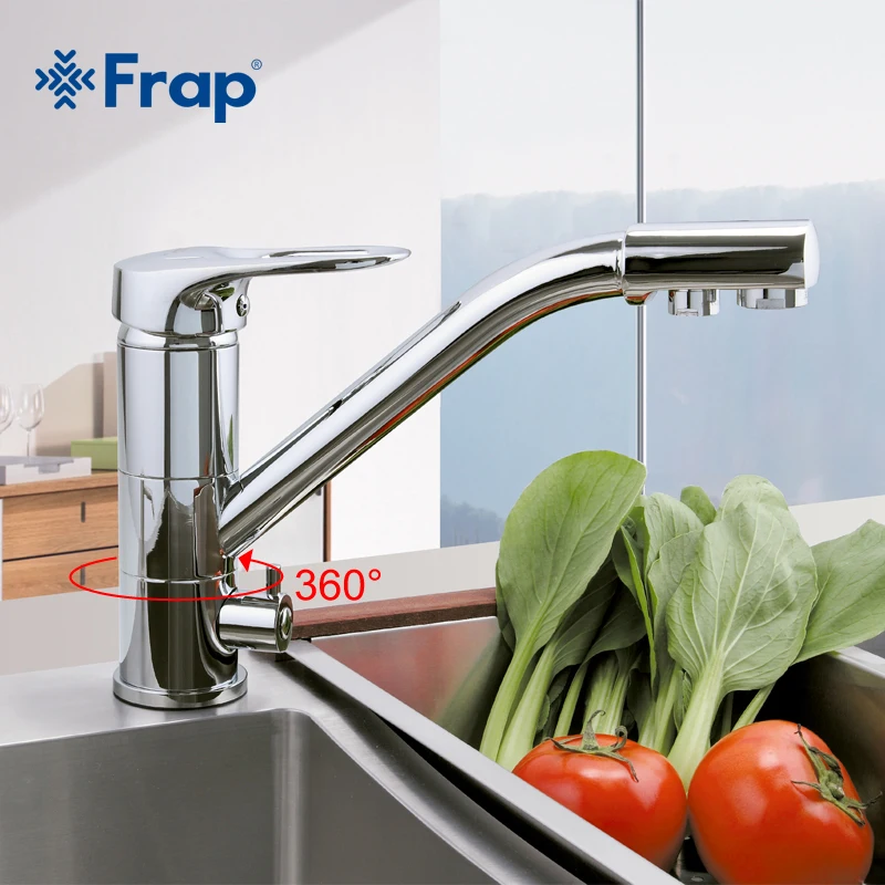 Frap New Arrival Kitchen Faucet Deck Mounted Mixer Tap 360 Degree rotation with Water Purification Features