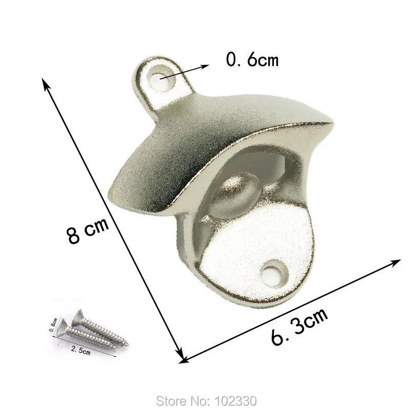 100 шт нержавеющей стали настенный крючок Бар Пивной вина стеклянная крышка открывалка для бутылок кухонный Bebidas инструмент с винтами ZA1018