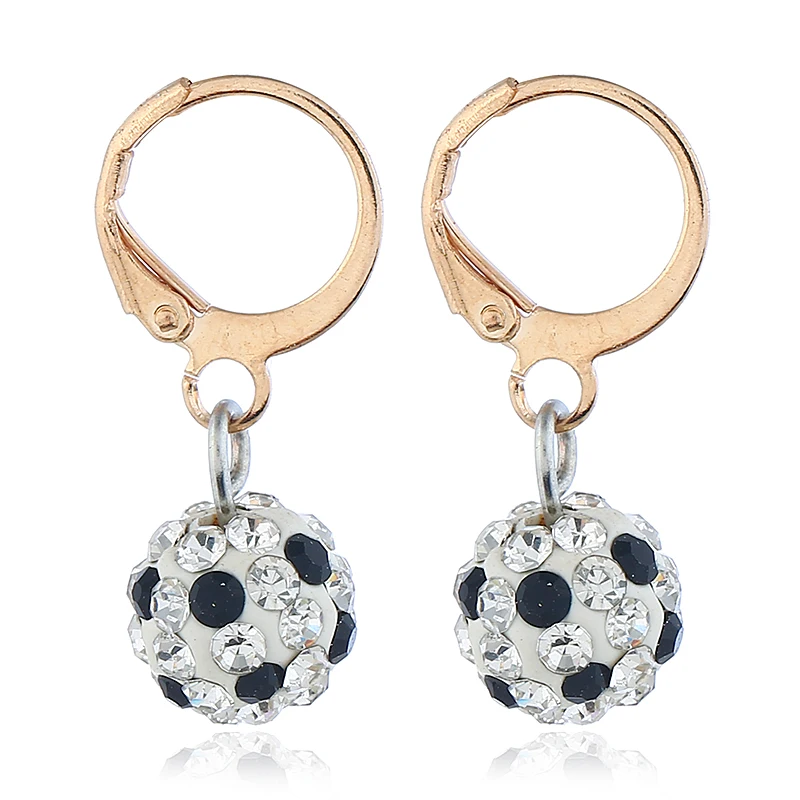New spherical Style Pendant earring Crystal Ball Football Earrings for Women Fashion inlay Rhinestone Jewelry Dangle Earring | Украшения и