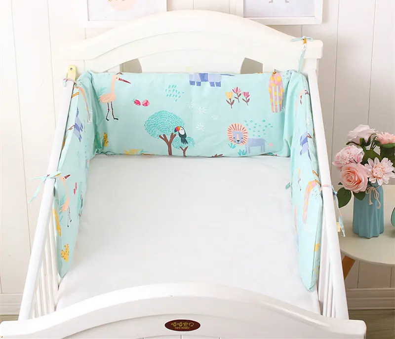 Простой стиль u-образный бампер для детской кровати, съемный Хлопковый бампер для детской кроватки, защита для кроватки, длинный бампер для кроватки, 180*30 см - Цвет: senlinpaidui