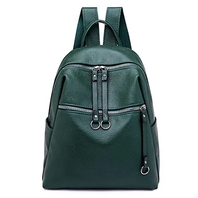 Новинка, женский рюкзак для отдыха, Одноцветный, простой женский рюкзак из искусственной кожи, украшение на пояс, черный, зеленый цвет, Классическая большая ВМЕСТИТЕЛЬНОСТЬ - Цвет: Зеленый