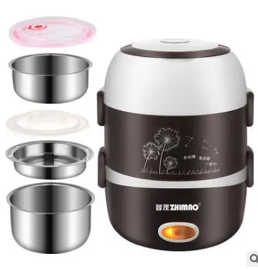 

Mini Electric Rice Cooker Stainless Steel 2/3 Layers Steamer Portable Meal Thermal Heating Lunch Box Food Container Warmer