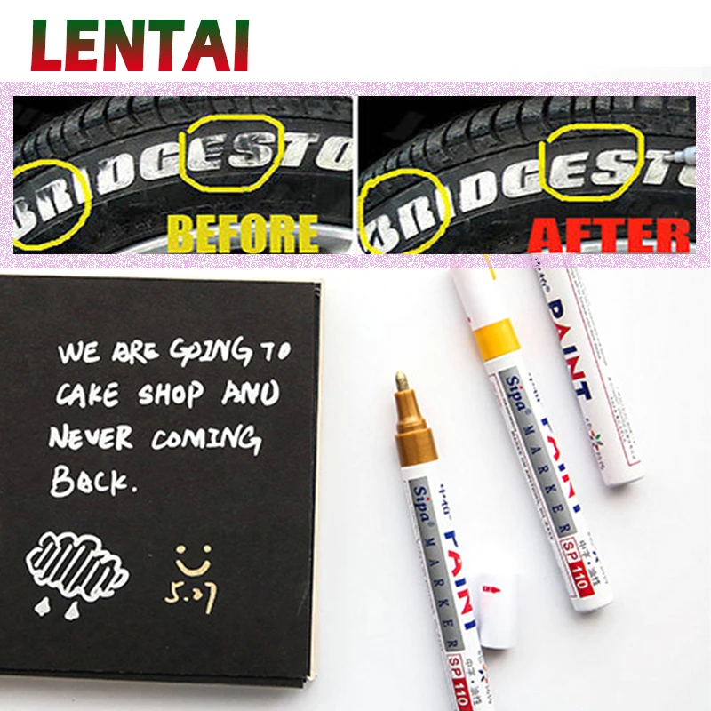 LENTAI For Honda civic 2006-2011 2017 Ford focus 2 3 mk2 fiesta Jaguar 1PC Car Tyre Tread Paint markers Graffiti Oily Marker Pen |