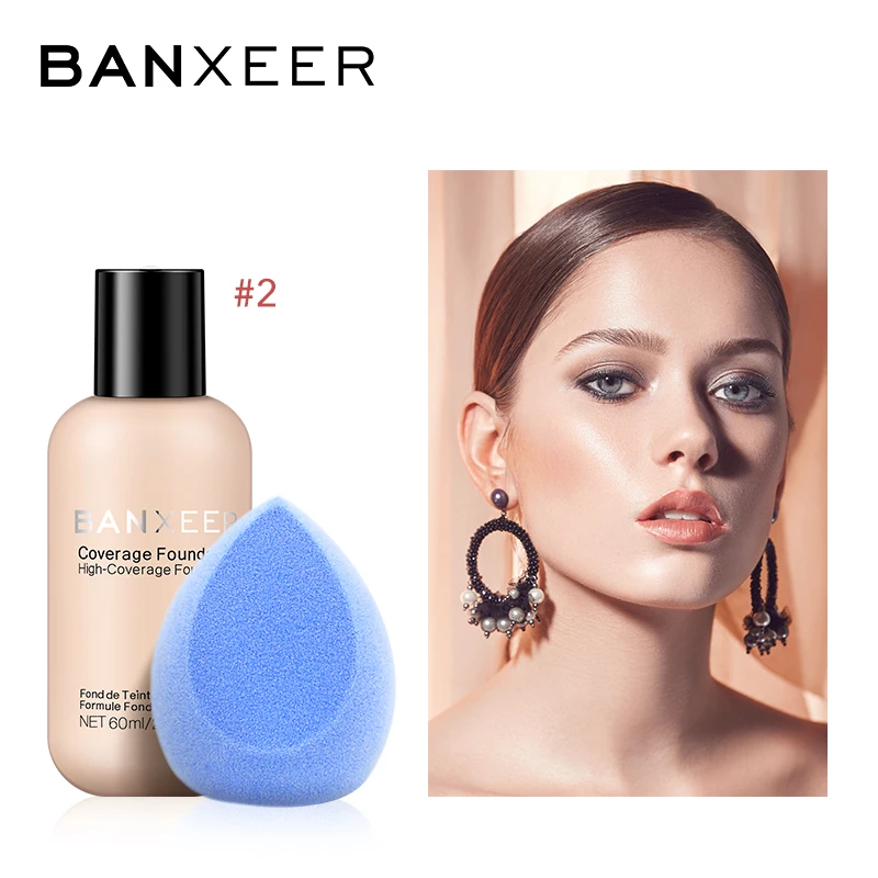 Набор для макияжа лица BANXEER основа + Soponge полное покрытие матовая Длительное