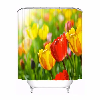 

Bath Curtain For Bathroom Custom Spring Perfume Garden Flower Home Decor Shower Curtain Waterproof Fabric Hooks #180417-01-47