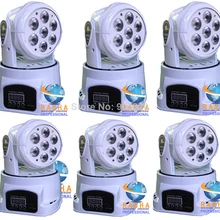 6X белом корпусе сток-Высокое качество 7 шт.* 12 Вт 4IN1 RGBW мини светодиодный перемещение головы с новой уникальной технологией рассеивания света, ED движущихся головного света для события, Disco Вечерние