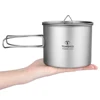 TOMSHOO 1100ml taza de titanio al aire libre taza de agua vajilla para acampar al aire libre macetas de Picnic olla colgante con mango de tapa ► Foto 1/6