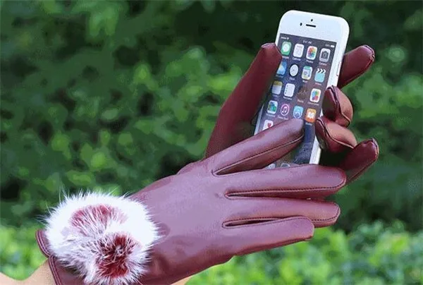 250 пара! большие размеры норки мяч из искусственной кожи Сенсорный экран перчатки для iPad и смартфон, Для женщин зимние теплые бархатные